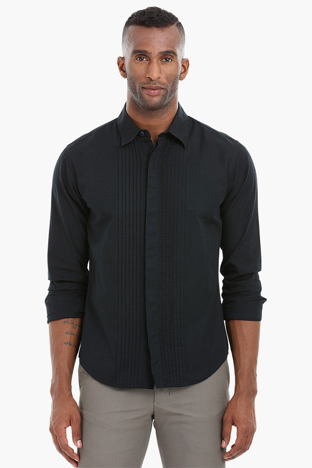 Buy Online Black Pintuck Tuxedo Shirt for Men Online at Zobello