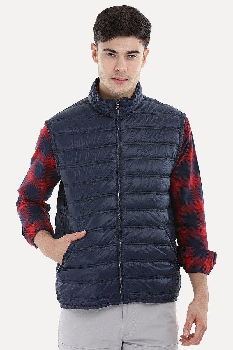 Buy Online Sleeveless Padded Navy Color Jacket For Men Zobello 5035